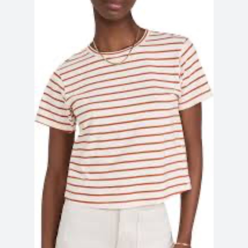 AMO Babe Cotton Striped Cropped Tee Size XL - Picture 2 of 7